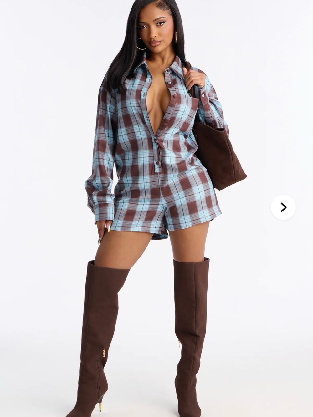 Franki Flannel Romper - Chocolate